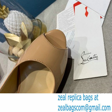 Christian Louboutin Heel 12.5cm Platform 4cm Patent Leather Peep-toe Slingback Pumps Nude