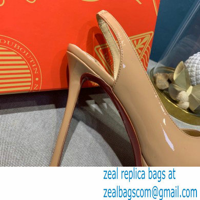 Christian Louboutin Heel 12.5cm Platform 4cm Patent Leather Peep-toe Slingback Pumps Nude - Click Image to Close