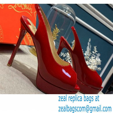 Christian Louboutin Heel 12.5cm Platform 4cm Patent Leather Peep-toe Slingback Pumps Red