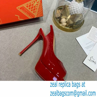 Christian Louboutin Heel 12.5cm Platform 4cm Patent Leather Peep-toe Slingback Pumps Red