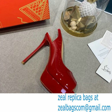 Christian Louboutin Heel 12.5cm Platform 4cm Patent Leather Peep-toe Slingback Pumps Red - Click Image to Close