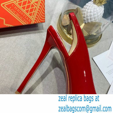 Christian Louboutin Heel 12.5cm Platform 4cm Patent Leather Peep-toe Slingback Pumps Red - Click Image to Close