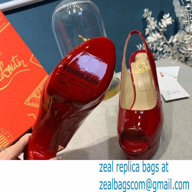 Christian Louboutin Heel 12.5cm Platform 4cm Patent Leather Peep-toe Slingback Pumps Red