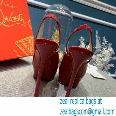 Christian Louboutin Heel 12.5cm Platform 4cm Patent Leather Peep-toe Slingback Pumps Red - Click Image to Close