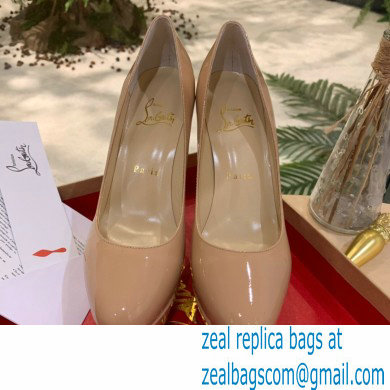 Christian Louboutin Heel 12.5cm Platform 4cm Patent Leather Pumps Nude