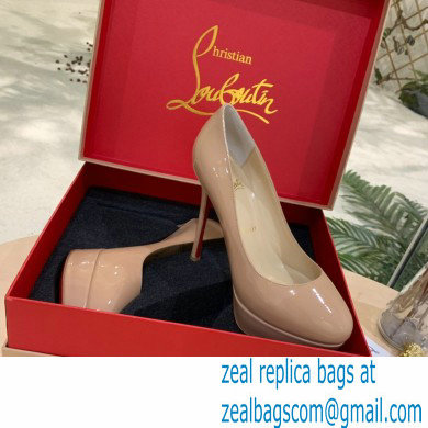 Christian Louboutin Heel 12.5cm Platform 4cm Patent Leather Pumps Nude