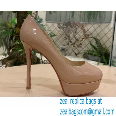 Christian Louboutin Heel 12.5cm Platform 4cm Patent Leather Pumps Nude