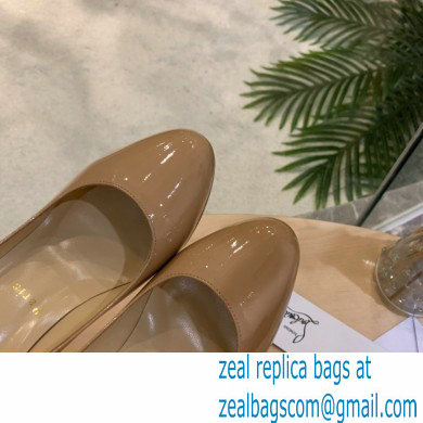 Christian Louboutin Heel 12.5cm Platform 4cm Patent Leather Pumps Nude