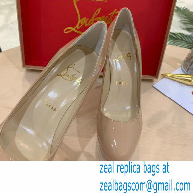 Christian Louboutin Heel 12.5cm Platform 4cm Patent Leather Pumps Nude - Click Image to Close