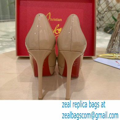 Christian Louboutin Heel 12.5cm Platform 4cm Patent Leather Pumps Nude - Click Image to Close