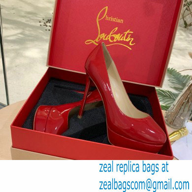 Christian Louboutin Heel 12.5cm Platform 4cm Patent Leather Pumps Red - Click Image to Close