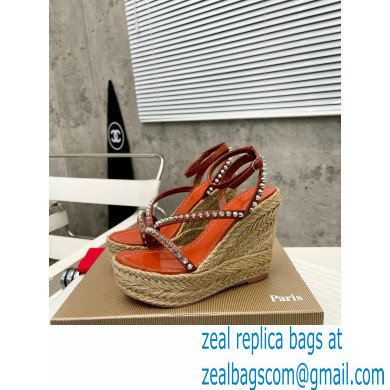 Christian Louboutin Heel 12cm Platform 4.5cm Malfadina Zeppa Wedge Espadrille Sandals Brown