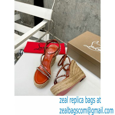 Christian Louboutin Heel 12cm Platform 4.5cm Malfadina Zeppa Wedge Espadrille Sandals Brown