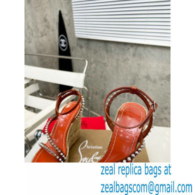 Christian Louboutin Heel 12cm Platform 4.5cm Malfadina Zeppa Wedge Espadrille Sandals Brown