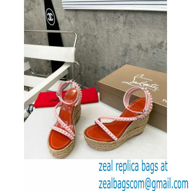 Christian Louboutin Heel 12cm Platform 4.5cm Malfadina Zeppa Wedge Espadrille Sandals Pink