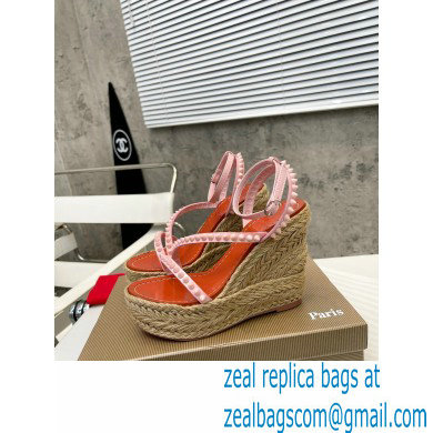 Christian Louboutin Heel 12cm Platform 4.5cm Malfadina Zeppa Wedge Espadrille Sandals Pink