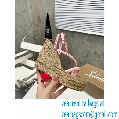 Christian Louboutin Heel 12cm Platform 4.5cm Malfadina Zeppa Wedge Espadrille Sandals Pink