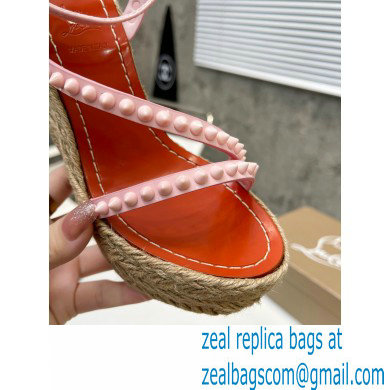 Christian Louboutin Heel 12cm Platform 4.5cm Malfadina Zeppa Wedge Espadrille Sandals Pink