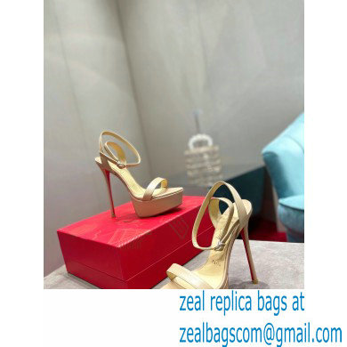 Christian Louboutin Heel 15cm Platform 5cm Ankle Strap Sandals Nude