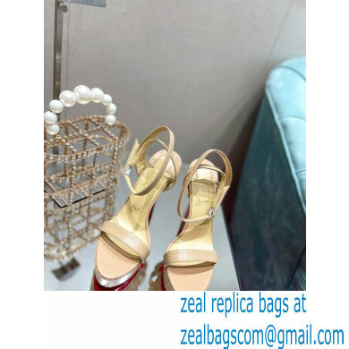 Christian Louboutin Heel 15cm Platform 5cm Ankle Strap Sandals Nude
