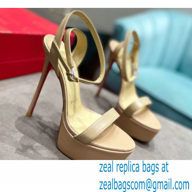 Christian Louboutin Heel 15cm Platform 5cm Ankle Strap Sandals Nude