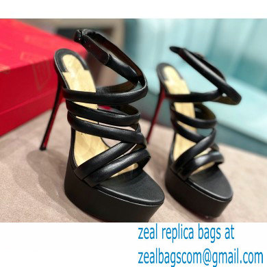 Christian Louboutin Heel 15cm Platform 5cm Cross Sandals Black - Click Image to Close