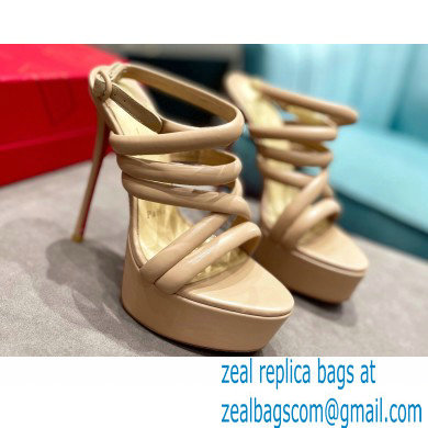 Christian Louboutin Heel 15cm Platform 5cm Cross Sandals Nude