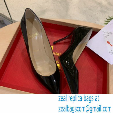 Christian Louboutin Heel 8.5cm Patent Leather Pointy-toe Pumps Black - Click Image to Close