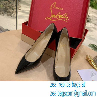 Christian Louboutin Heel 8.5cm Patent Leather Pointy-toe Pumps Black - Click Image to Close