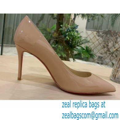 Christian Louboutin Heel 8.5cm Patent Leather Pointy-toe Pumps Nude - Click Image to Close