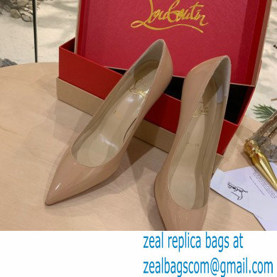 Christian Louboutin Heel 8.5cm Patent Leather Pointy-toe Pumps Nude - Click Image to Close