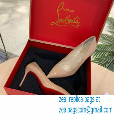 Christian Louboutin Heel 8.5cm Patent Leather Pointy-toe Pumps Nude - Click Image to Close