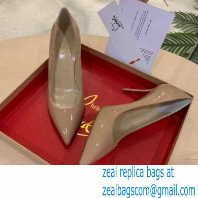 Christian Louboutin Heel 8.5cm Patent Leather Pointy-toe Pumps Nude - Click Image to Close