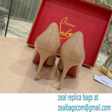 Christian Louboutin Heel 8.5cm Patent Leather Pointy-toe Pumps Nude