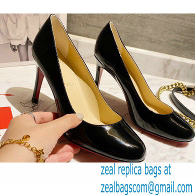 Christian Louboutin Heel 8cm Patent Leather Round-toe Pumps Black