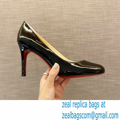 Christian Louboutin Heel 8cm Patent Leather Round-toe Pumps Black - Click Image to Close