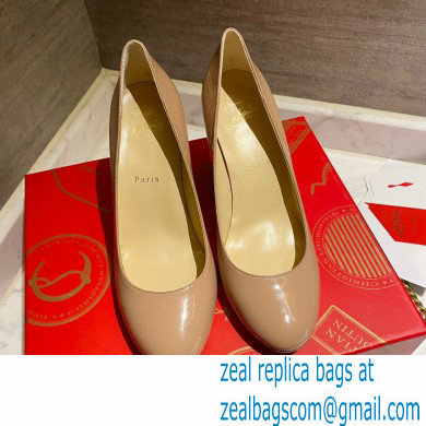 Christian Louboutin Heel 8cm Patent Leather Round-toe Pumps Nude