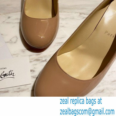 Christian Louboutin Heel 8cm Patent Leather Round-toe Pumps Nude - Click Image to Close