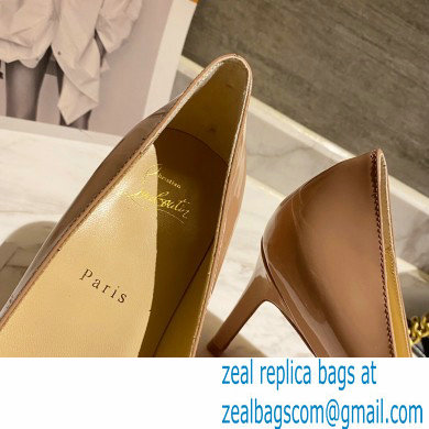 Christian Louboutin Heel 8cm Patent Leather Round-toe Pumps Nude - Click Image to Close