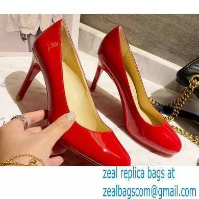 Christian Louboutin Heel 8cm Patent Leather Round-toe Pumps Red