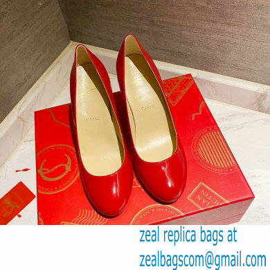 Christian Louboutin Heel 8cm Patent Leather Round-toe Pumps Red