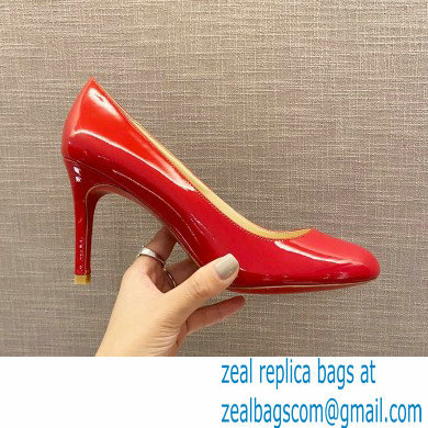 Christian Louboutin Heel 8cm Patent Leather Round-toe Pumps Red