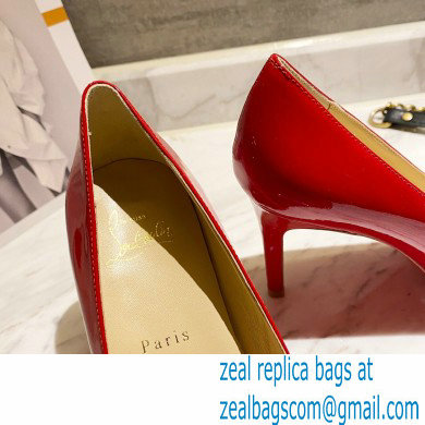 Christian Louboutin Heel 8cm Patent Leather Round-toe Pumps Red - Click Image to Close