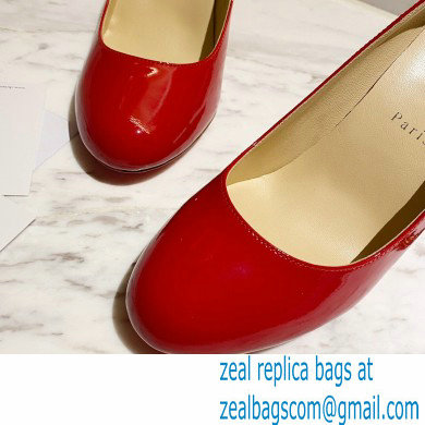 Christian Louboutin Heel 8cm Patent Leather Round-toe Pumps Red - Click Image to Close