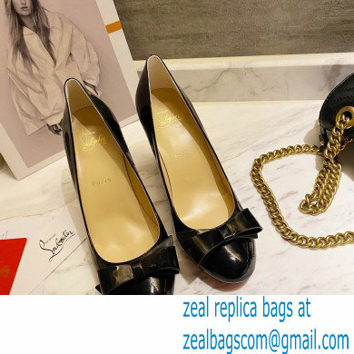 Christian Louboutin Heel 8cm Patent Leather Round-toe Pumps with Bow Black - Click Image to Close