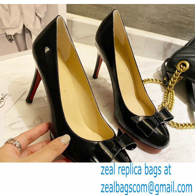 Christian Louboutin Heel 8cm Patent Leather Round-toe Pumps with Bow Black