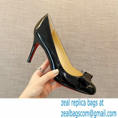 Christian Louboutin Heel 8cm Patent Leather Round-toe Pumps with Bow Black - Click Image to Close