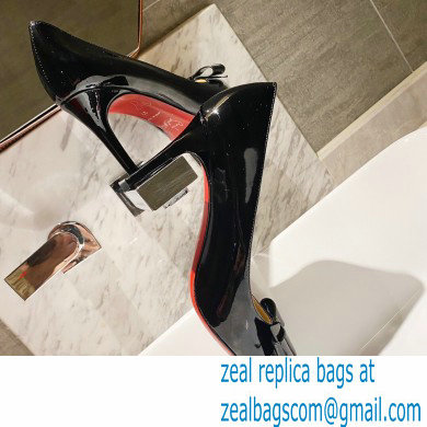 Christian Louboutin Heel 8cm Patent Leather Round-toe Pumps with Bow Black - Click Image to Close