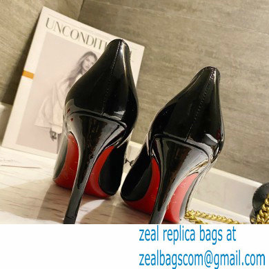 Christian Louboutin Heel 8cm Patent Leather Round-toe Pumps with Bow Black - Click Image to Close