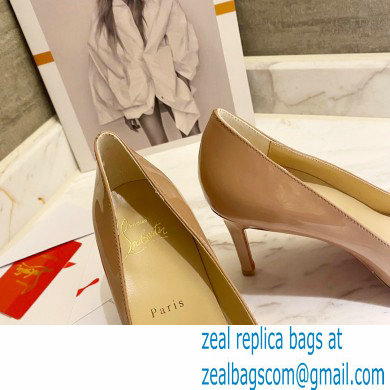 Christian Louboutin Heel 8cm Patent Leather Round-toe Pumps with Bow Nude - Click Image to Close